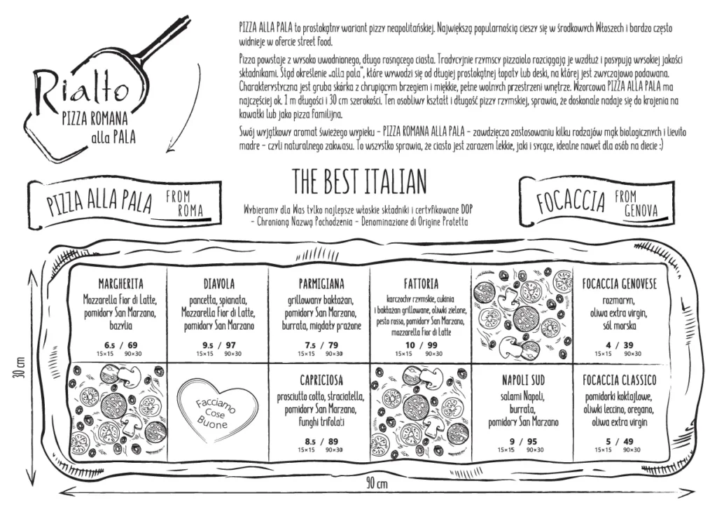 Menu Pizza Romana alla Pala